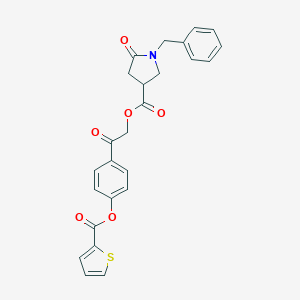 molecular formula C25H21NO6S B337705 2-Oxo-2-{4-[(2-thienylcarbonyl)oxy]phenyl}ethyl 1-benzyl-5-oxo-3-pyrrolidinecarboxylate 