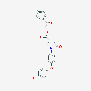 molecular formula C27H25NO6 B337707 2-(4-Methylphenyl)-2-oxoethyl 1-[4-(4-methoxyphenoxy)phenyl]-5-oxo-3-pyrrolidinecarboxylate 