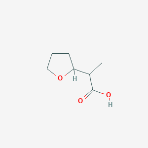 molecular formula C7H12O3 B3377080 2-(Oxolan-2-yl)propanoic acid CAS No. 125911-69-5