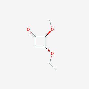 molecular formula C7H12O3 B3377190 (2S,3R)-3-ethoxy-2-methoxycyclobutan-1-one CAS No. 126615-85-8