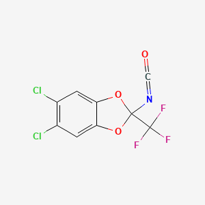 molecular formula C9H2Cl2F3NO3 B3377228 5,6-dichloro-2-isocyanato-2-(trifluoromethyl)-2H-1,3-benzodioxole CAS No. 126867-25-2