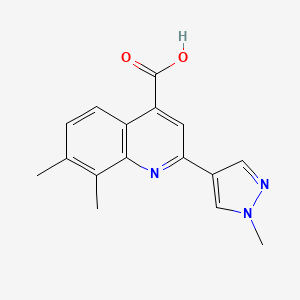 molecular formula C16H15N3O2 B3377406 7,8-dimethyl-2-(1-methyl-1H-pyrazol-4-yl)quinoline-4-carboxylic acid CAS No. 1305534-49-9