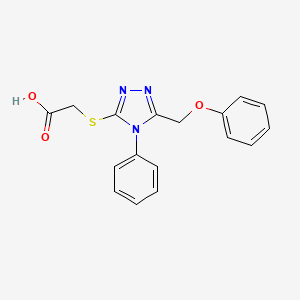 molecular formula C17H15N3O3S B3377439 2-{[5-(phenoxymethyl)-4-phenyl-4H-1,2,4-triazol-3-yl]sulfanyl}acetic acid CAS No. 131142-09-1