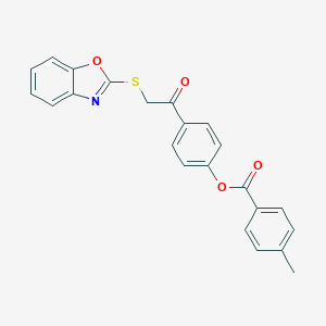 molecular formula C23H17NO4S B337745 4-[(1,3-Benzoxazol-2-ylsulfanyl)acetyl]phenyl 4-methylbenzoate 