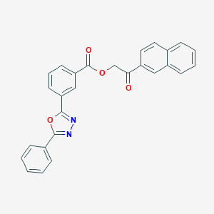 molecular formula C27H18N2O4 B337760 2-(2-Naphthyl)-2-oxoethyl 3-(5-phenyl-1,3,4-oxadiazol-2-yl)benzoate 