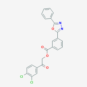 molecular formula C23H14Cl2N2O4 B337762 2-(3,4-Dichlorophenyl)-2-oxoethyl 3-(5-phenyl-1,3,4-oxadiazol-2-yl)benzoate 