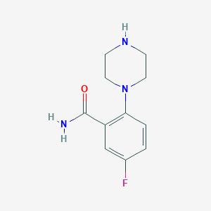 molecular formula C11H14FN3O B3377714 5-Fluoro-2-(piperazin-1-yl)benzamide CAS No. 1343756-13-7