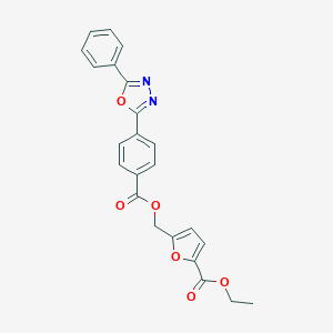 molecular formula C23H18N2O6 B337774 Ethyl 5-({[4-(5-phenyl-1,3,4-oxadiazol-2-yl)benzoyl]oxy}methyl)-2-furoate 