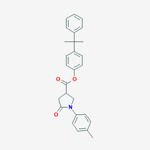 molecular formula C27H27NO3 B337787 4-(1-Methyl-1-phenylethyl)phenyl 1-(4-methylphenyl)-5-oxo-3-pyrrolidinecarboxylate 