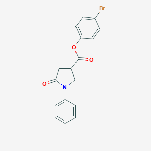 molecular formula C18H16BrNO3 B337791 4-Bromophenyl 1-(4-methylphenyl)-5-oxo-3-pyrrolidinecarboxylate 