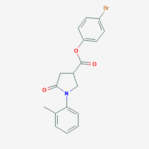 molecular formula C18H16BrNO3 B337796 4-Bromophenyl 1-(2-methylphenyl)-5-oxo-3-pyrrolidinecarboxylate 