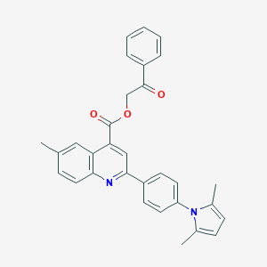 molecular formula C31H26N2O3 B337806 2-oxo-2-phenylethyl 2-[4-(2,5-dimethyl-1H-pyrrol-1-yl)phenyl]-6-methyl-4-quinolinecarboxylate 