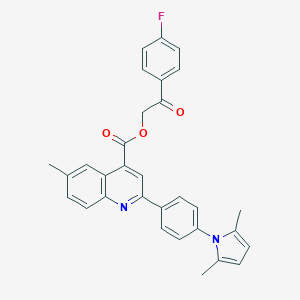 molecular formula C31H25FN2O3 B337807 2-(4-fluorophenyl)-2-oxoethyl 2-[4-(2,5-dimethyl-1H-pyrrol-1-yl)phenyl]-6-methyl-4-quinolinecarboxylate 