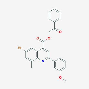molecular formula C26H20BrNO4 B337811 2-Oxo-2-phenylethyl 6-bromo-2-(3-methoxyphenyl)-8-methyl-4-quinolinecarboxylate 