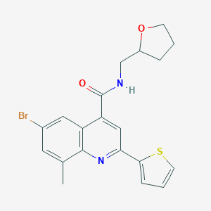 molecular formula C20H19BrN2O2S B337821 6-bromo-8-methyl-N-(tetrahydro-2-furanylmethyl)-2-(2-thienyl)-4-quinolinecarboxamide 