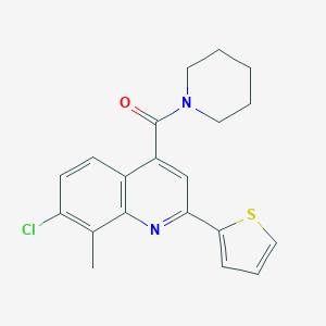 molecular formula C20H19ClN2OS B337824 7-Chloro-8-methyl-4-(1-piperidinylcarbonyl)-2-(2-thienyl)quinoline 