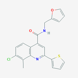 molecular formula C20H15ClN2O2S B337825 7-chloro-N-(2-furylmethyl)-8-methyl-2-(2-thienyl)-4-quinolinecarboxamide 