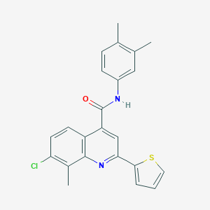molecular formula C23H19ClN2OS B337828 7-chloro-N-(3,4-dimethylphenyl)-8-methyl-2-(2-thienyl)-4-quinolinecarboxamide 