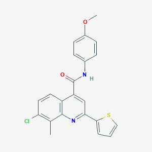 molecular formula C22H17ClN2O2S B337831 7-chloro-N-(4-methoxyphenyl)-8-methyl-2-(2-thienyl)-4-quinolinecarboxamide 