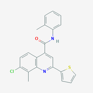 molecular formula C22H17ClN2OS B337833 7-chloro-8-methyl-N-(2-methylphenyl)-2-(2-thienyl)-4-quinolinecarboxamide 