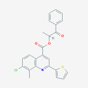 molecular formula C24H18ClNO3S B337836 1-Methyl-2-oxo-2-phenylethyl 7-chloro-8-methyl-2-(2-thienyl)-4-quinolinecarboxylate 