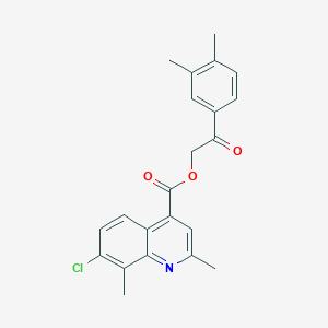 molecular formula C22H20ClNO3 B337839 2-(3,4-Dimethylphenyl)-2-oxoethyl 7-chloro-2,8-dimethylquinoline-4-carboxylate 