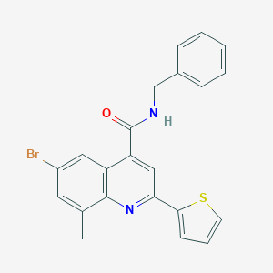 molecular formula C22H17BrN2OS B337844 N-benzyl-6-bromo-8-methyl-2-(2-thienyl)-4-quinolinecarboxamide 