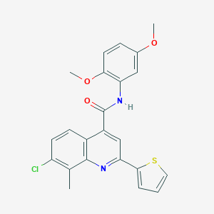 molecular formula C23H19ClN2O3S B337850 7-chloro-N-(2,5-dimethoxyphenyl)-8-methyl-2-(2-thienyl)-4-quinolinecarboxamide 