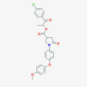 molecular formula C27H24ClNO6 B337851 1-(4-Chlorophenyl)-1-oxopropan-2-yl 1-[4-(4-methoxyphenoxy)phenyl]-5-oxopyrrolidine-3-carboxylate 