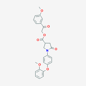 molecular formula C27H25NO7 B337861 2-(3-Methoxyphenyl)-2-oxoethyl 1-[4-(2-methoxyphenoxy)phenyl]-5-oxo-3-pyrrolidinecarboxylate 