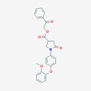 molecular formula C26H23NO6 B337862 2-Oxo-2-phenylethyl 1-[4-(2-methoxyphenoxy)phenyl]-5-oxo-3-pyrrolidinecarboxylate 