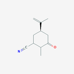 molecular formula C11H15NO B3378631 (5R)-2-methyl-3-oxo-5-(prop-1-en-2-yl)cyclohexane-1-carbonitrile CAS No. 1444317-28-5