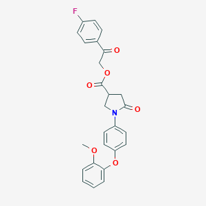 molecular formula C26H22FNO6 B337864 2-(4-Fluorophenyl)-2-oxoethyl 1-[4-(2-methoxyphenoxy)phenyl]-5-oxo-3-pyrrolidinecarboxylate 