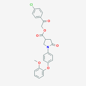 molecular formula C26H22ClNO6 B337865 2-(4-Chlorophenyl)-2-oxoethyl 1-[4-(2-methoxyphenoxy)phenyl]-5-oxo-3-pyrrolidinecarboxylate 