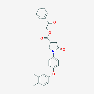 molecular formula C27H25NO5 B337868 2-Oxo-2-phenylethyl 1-[4-(3,4-dimethylphenoxy)phenyl]-5-oxo-3-pyrrolidinecarboxylate 