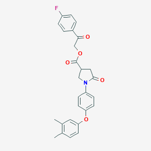 molecular formula C27H24FNO5 B337870 2-(4-Fluorophenyl)-2-oxoethyl 1-[4-(3,4-dimethylphenoxy)phenyl]-5-oxo-3-pyrrolidinecarboxylate 