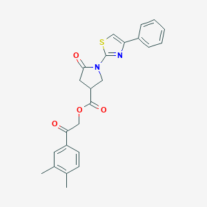 molecular formula C24H22N2O4S B337872 2-(3,4-Dimethylphenyl)-2-oxoethyl 5-oxo-1-(4-phenyl-1,3-thiazol-2-yl)-3-pyrrolidinecarboxylate 