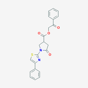 molecular formula C22H18N2O4S B337873 2-Oxo-2-phenylethyl 5-oxo-1-(4-phenyl-1,3-thiazol-2-yl)-3-pyrrolidinecarboxylate 
