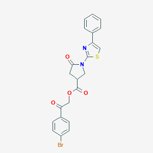 molecular formula C22H17BrN2O4S B337874 2-(4-Bromophenyl)-2-oxoethyl 5-oxo-1-(4-phenyl-1,3-thiazol-2-yl)-3-pyrrolidinecarboxylate 