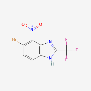 molecular formula C8H3BrF3N3O2 B3378756 Benzimidazole, 5-bromo-4-nitro-2-(trifluoromethyl)- CAS No. 14689-58-8