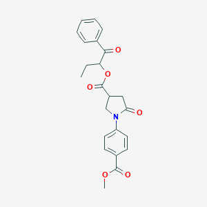 molecular formula C23H23NO6 B337877 1-Benzoylpropyl 1-[4-(methoxycarbonyl)phenyl]-5-oxo-3-pyrrolidinecarboxylate 