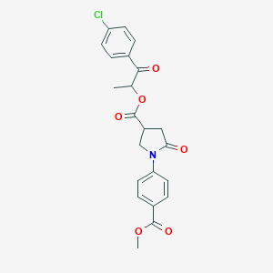 molecular formula C22H20ClNO6 B337878 1-(4-Chlorophenyl)-1-oxopropan-2-yl 1-[4-(methoxycarbonyl)phenyl]-5-oxopyrrolidine-3-carboxylate 