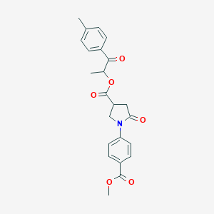 molecular formula C23H23NO6 B337881 1-(4-Methylphenyl)-1-oxopropan-2-yl 1-[4-(methoxycarbonyl)phenyl]-5-oxopyrrolidine-3-carboxylate 