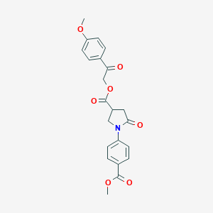 molecular formula C22H21NO7 B337882 2-(4-Methoxyphenyl)-2-oxoethyl 1-[4-(methoxycarbonyl)phenyl]-5-oxo-3-pyrrolidinecarboxylate 