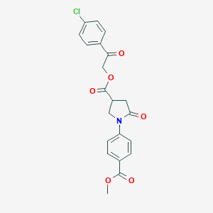 molecular formula C21H18ClNO6 B337884 2-(4-Chlorophenyl)-2-oxoethyl 1-[4-(methoxycarbonyl)phenyl]-5-oxo-3-pyrrolidinecarboxylate 