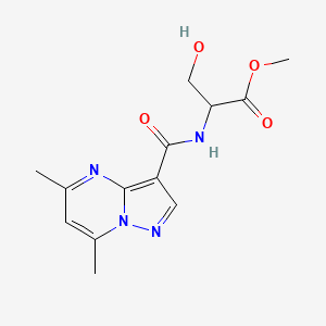 molecular formula C13H16N4O4 B3378840 Methyl 2-({5,7-dimethylpyrazolo[1,5-a]pyrimidin-3-yl}formamido)-3-hydroxypropanoate CAS No. 1485818-04-9