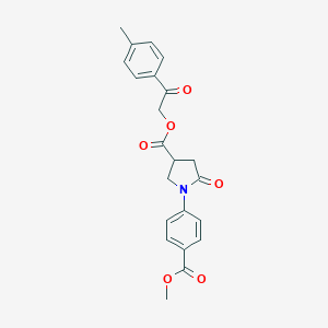 molecular formula C22H21NO6 B337886 2-(4-Methylphenyl)-2-oxoethyl 1-[4-(methoxycarbonyl)phenyl]-5-oxo-3-pyrrolidinecarboxylate 