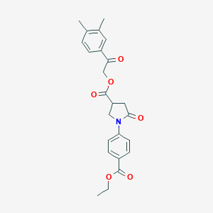 molecular formula C24H25NO6 B337887 2-(3,4-Dimethylphenyl)-2-oxoethyl 1-[4-(ethoxycarbonyl)phenyl]-5-oxo-3-pyrrolidinecarboxylate 