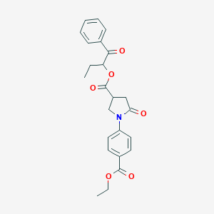 molecular formula C24H25NO6 B337888 1-Benzoylpropyl 1-[4-(ethoxycarbonyl)phenyl]-5-oxo-3-pyrrolidinecarboxylate 