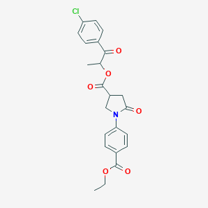 molecular formula C23H22ClNO6 B337889 1-(4-Chlorophenyl)-1-oxopropan-2-yl 1-[4-(ethoxycarbonyl)phenyl]-5-oxopyrrolidine-3-carboxylate 